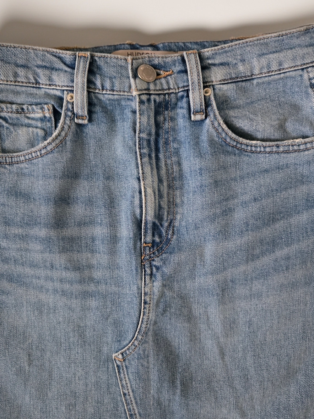 Hudson Reconstructed Denim Maxi Skirt with Front High Slit Womens 26 Waist - Picture 2 of 13